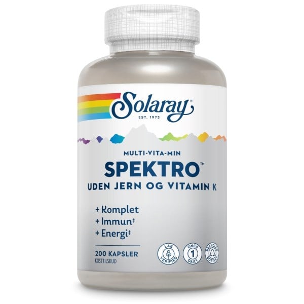 Solaray spektro multi-vita-min uden jern og vitamin k