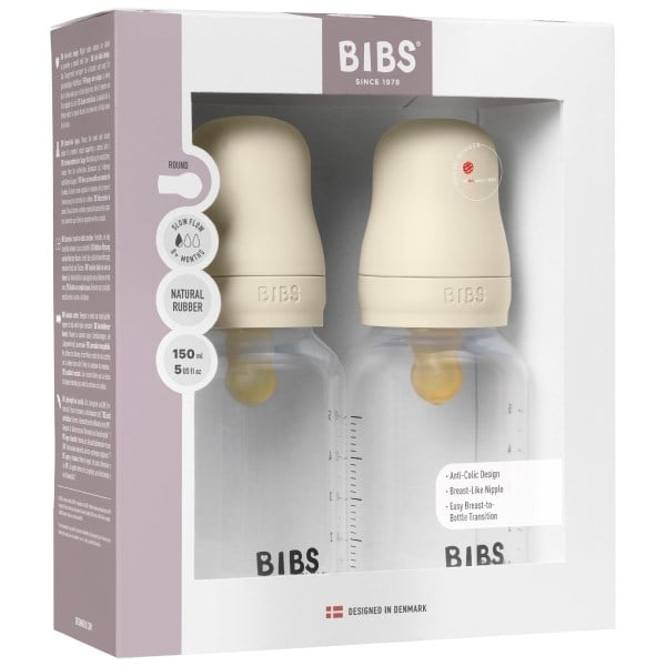 BIBS baby bottle sutteflasker ivory latex sampak