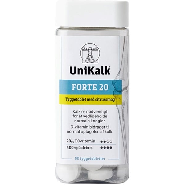 UniKalk Forte 20 tyggetabletter