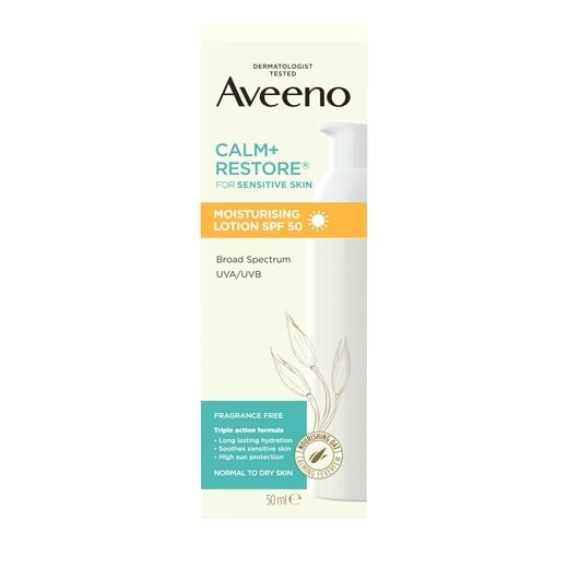 Aveeno Calm + Restore moisturising lotion SPF 50