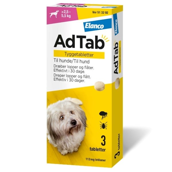 AdTab tyggetabletter til hunde > 2,5 - 5,5 kg