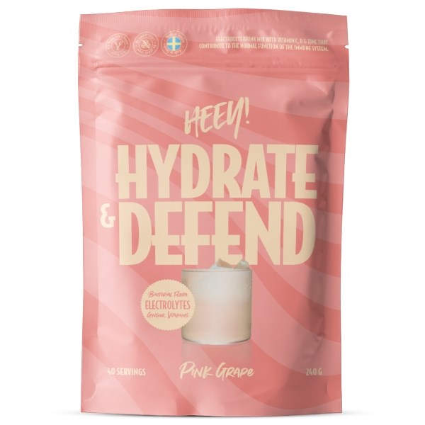 Heey! hydrate & defend electrolytes pink grape
